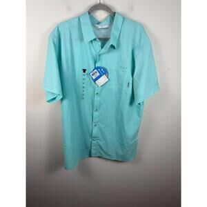 Columbia PFG Fishing Hiking Shirt Mens XL S/S Cotton Mesh‎ Button Up Performance